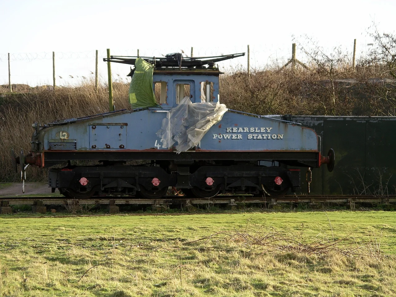 A Kearsley Power Station electric locomotive, at the Coventry Railway Centre, near Coventry, Warwickshire, England.  Kearsley Power Station No. 1 - Bo-Bo Overhead 550vDC Electric Loco b. 1928 Hawthorn Leslie Wks No. 3682