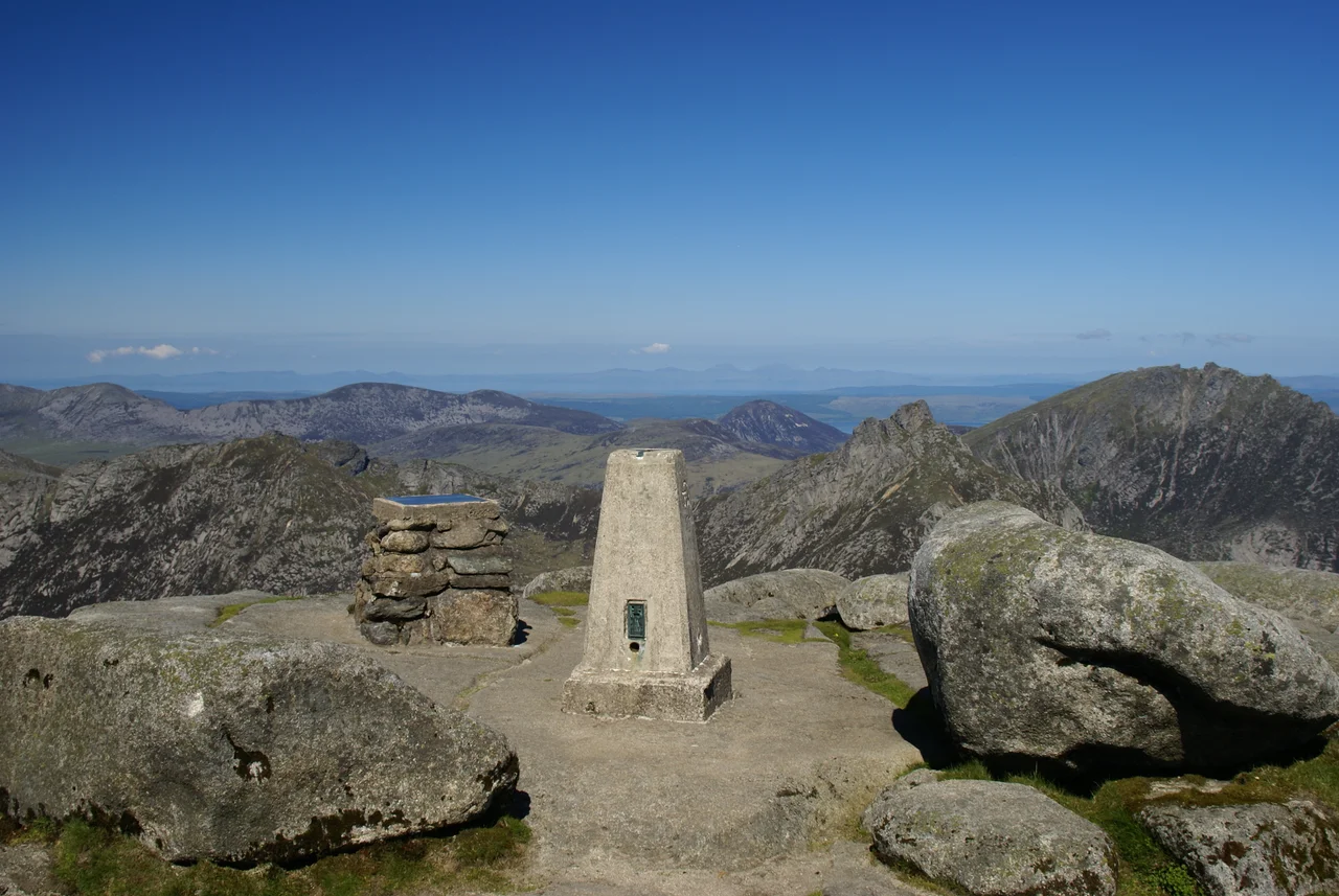 Summit view from Goat Fell, Isle of Arran. The Paps of Jura are visible in the distance.