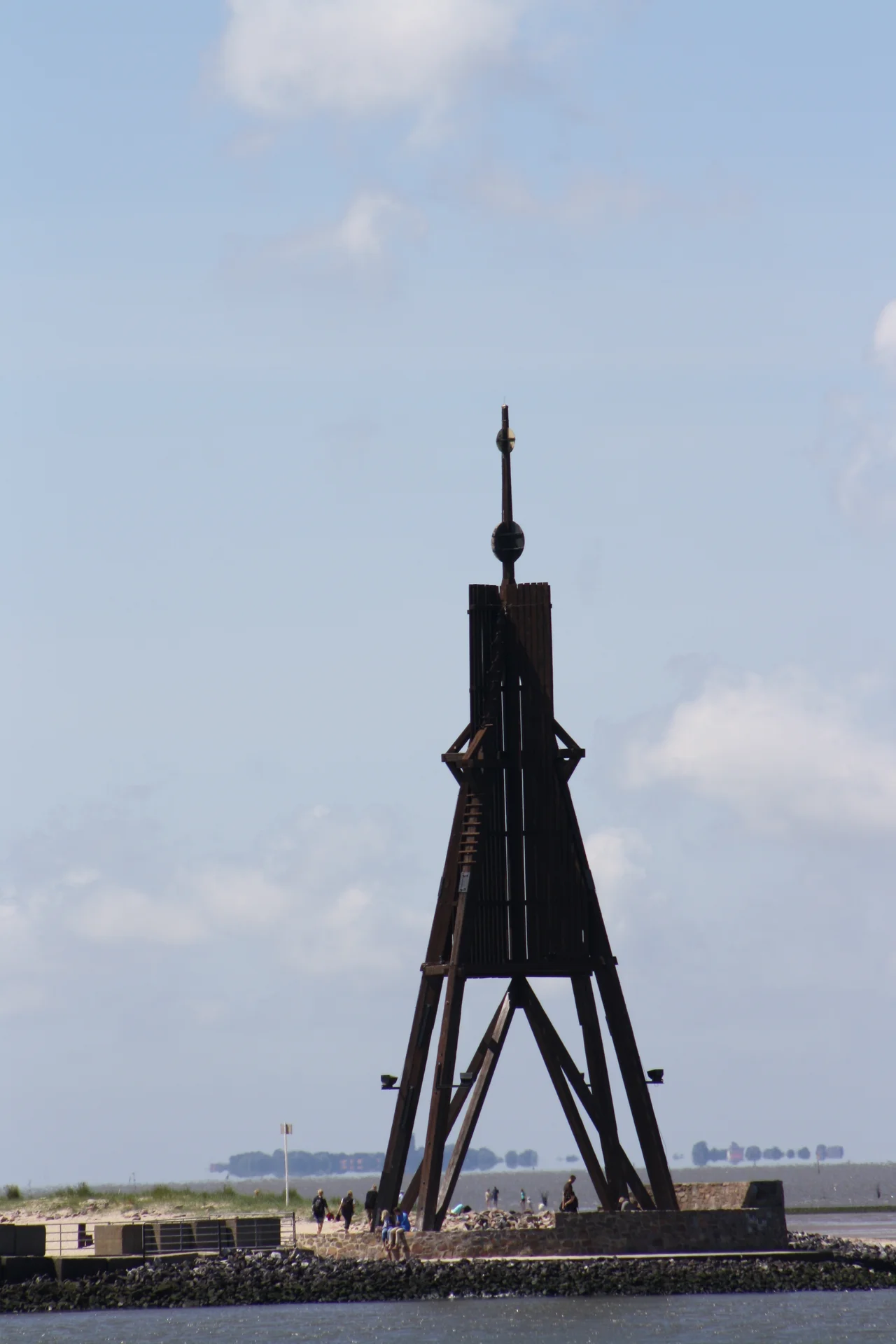 Kugelbake, Cuxhaven, Germany, foto taken from the Elbe river, ship sign, mouth of Elbe river (left side)