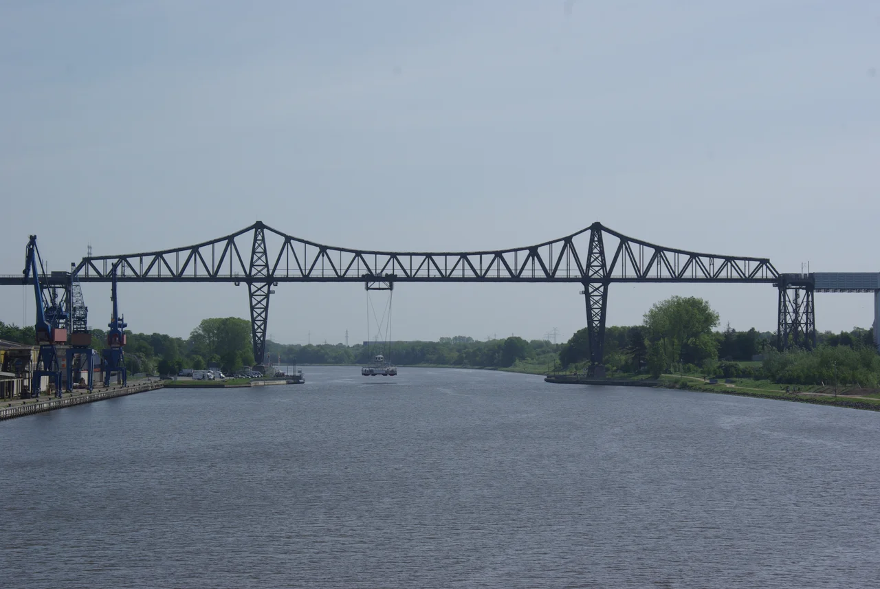 Rendsburg in Germany. The bridge over the Kiel Canal is a listed building.