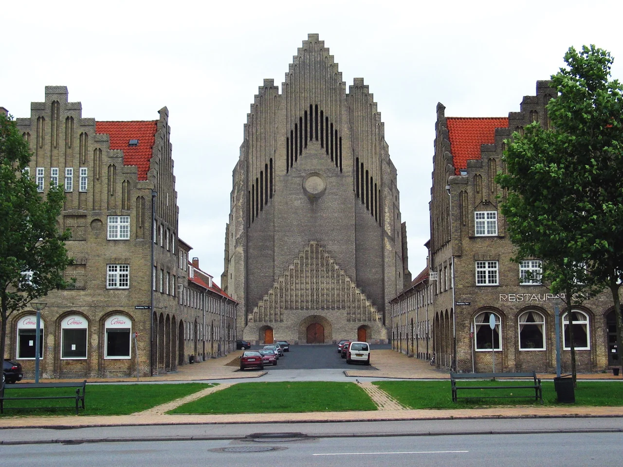 Grundtvig's Church in Copenhagen, Denmark, seen from the west